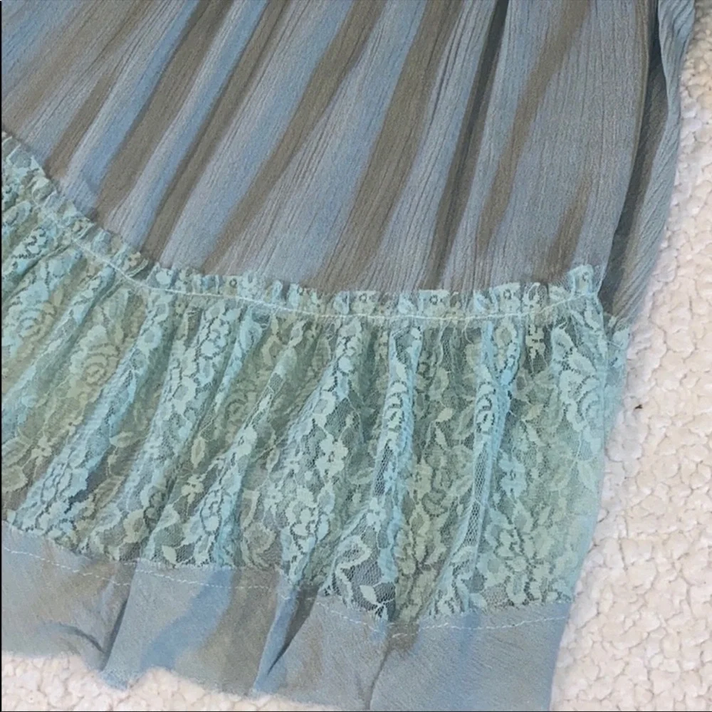 New Washed Blue Ruffled Blouse - Picture 6 of 7